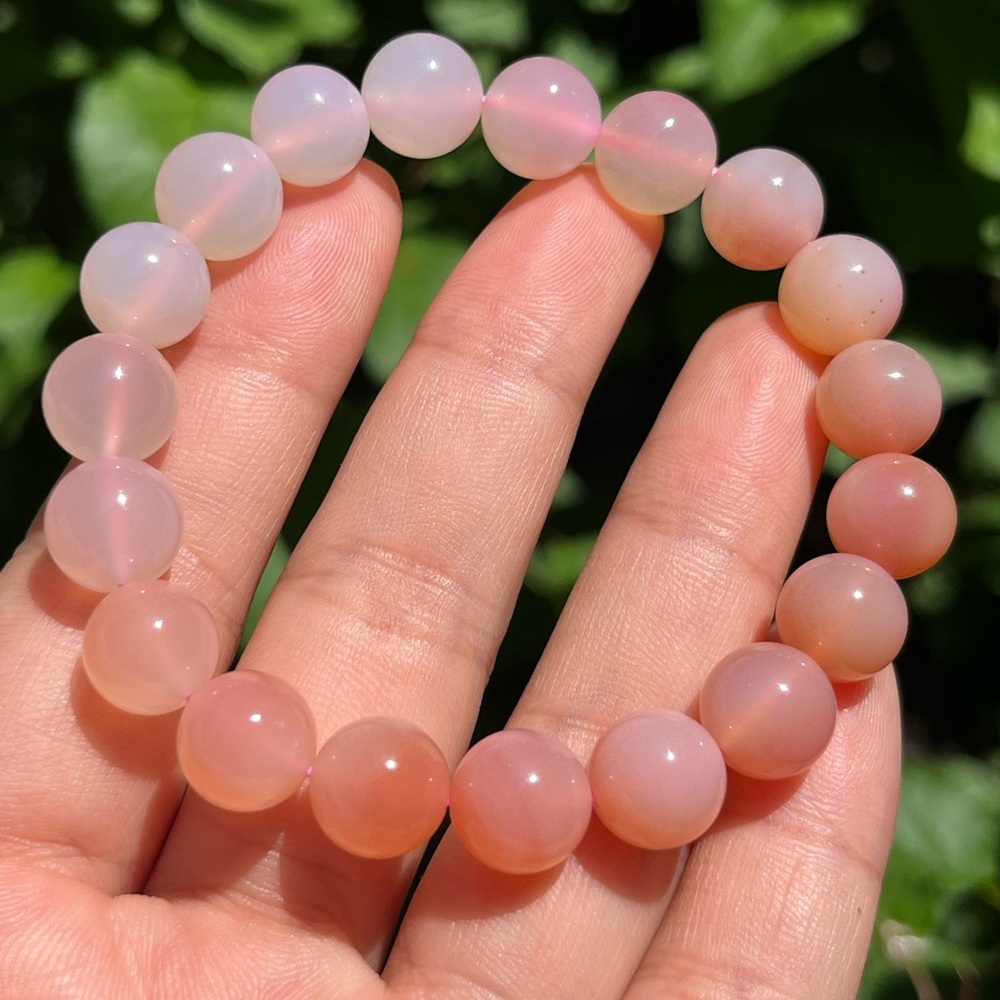 10mm peach pink yanyuan agate bracelet‎